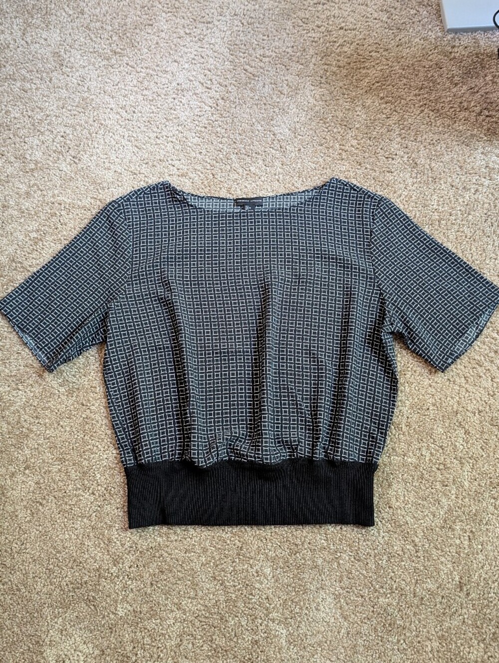 Adrienne Vittadini Geometric Short Sleeve Blouse